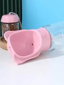 1pc Detachable Solid Color Pet Travel Bowl For Cat And Dog For Outdoor Food Feeding Water Bottle Camping - Pink - View 6