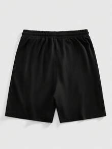 ROMWE MEN Anime Pantalones cortos con cordón con estampado gótico para hombres - Negro - Ver 2