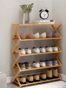 1pc 2/3/4/5 Tier Simple Indoor Multi-Layer Shoe Rack, Foldable Space-Saving Shoe Cabinet For Home Entrance, Student Dorm Storage Shelf (Needs Assembly) - Apricot - View 2
