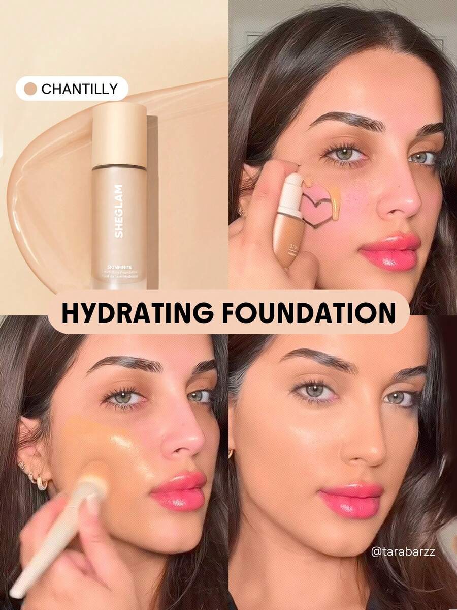 SHEGLAM Skinfinite Hydrating Foundation-Chantilly Flawless Dewy Foundation Hydrating Coverage Invisible Pore Concealer Pore-Less Non-Greasy Lightweight Soft Liquid Foundation Brand Beauty Makeup Face Paint Cosmetic For Women Girls Perfect For Spring Summer Ideal For Y2K Fancy Fashion Suitable For Birthday Mother'S Day Gift Rave Party Ready Best Color