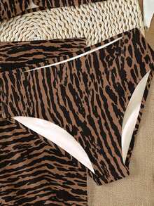 Vintage Spring Break Tiger Print, Teen Girls Tankini Swimsuit Set, Suitable For Summer - Multicolor - View 5