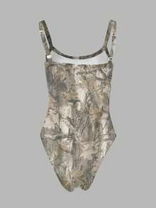 Rovax Body de mujer talla grande con estampado de camuflaje - Multicolor - Ver 2