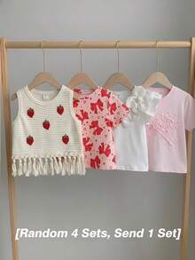 Emery Rose Kids Áo thun ngắn tay màu hồng in hình nơ dành cho bé gái - Nhiều màu - Xem 2