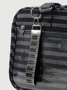 ROMWE Goth 1款Y2K经典复古独特个性化轻奢高感黑白音符钢琴键、波点、条纹、斑马纹图案亮面镶钻尼龙腕带DIY素面戒指钥匙扣配件包包挂件，适合女孩、女士、姐妹、女友和朋友日常佩戴，节日礼物 - 多色-5 - 查看 9