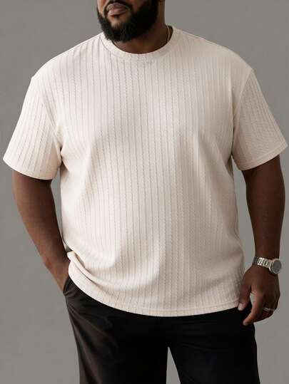 ResortEase Áo thun nam cổ tròn tay ngắn màu trơn cơ bản cỡ lớn, mùa hè, đi chơi