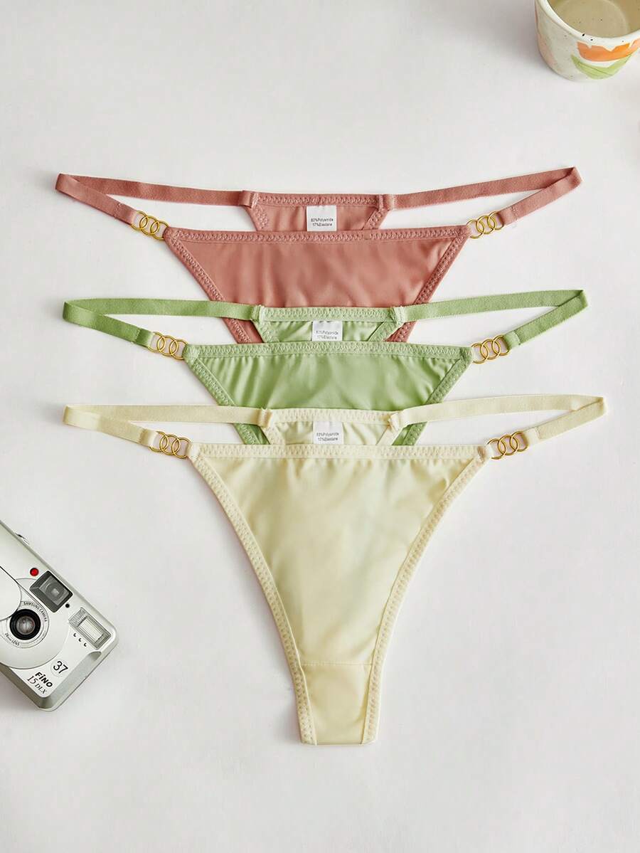 MidnightGlam 3pcs/Pack Women's Thin Strap Comfortable Breathable Decorative G-String - Multicolor - View 1