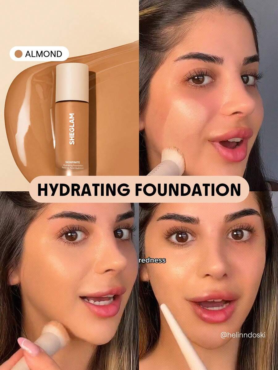 SHEGLAM Base De Maquillaje Hidratante Skinfinite Almond Flawless Dewy Foundation Cobertura Hidratante Corrector De Poros Invisible Sin Poros No Grasoso Base De Maquillaje LíQuida Suave Y Ligera Marca Belleza Maquillaje Maquullaje CosméTica Para Mujeres NiñAs Perfecto Para Invierno Primavera Verano Ideal Para Y2K Elegante Moda Adecuado Para CumpleañOs DíA De La Madre Regalo Fiesta Listo Mejor Color - Almond - Ver 1