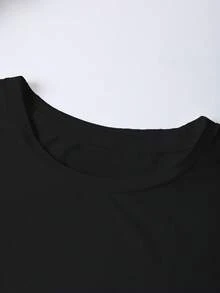 EMERY ROSE Camiseta casual de talla grande con estampado de letras "DARLIN'" en estilo camuflaje retro americano - Negro - Ver 4
