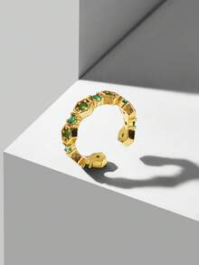 MOTF PREMIUM PRE18K GOLD PLATED RHOMBUS GREEN DIAMOND RING - Green - View 3