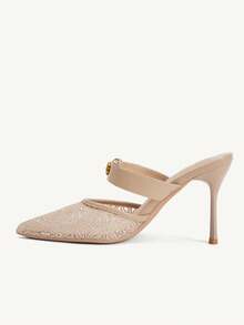 CUCCOO CHICEST Pointed Breathable Mesh Hollowed Out Fashion Temperament Versatile Sexy Fairy Elegant Banquet Apricot High Heels - Apricot - View 11