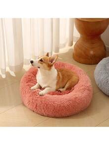 1 pieza Cama de perro de peluche largo, casa de mascotas cálida y acogedora, nido de gato transpirable para perros y gatos pequeños, medianos y grandes, cama para mascotas para dormir en interiores en todas las estaciones - Rosa - Ver 6