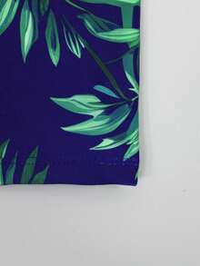 Manfinity Swimmode Quần bơi nam mùa hè in hình cây cỏ nhiệt đới, cạp chun, thích hợp đi biển. - Màu xanh lam - Xem 5