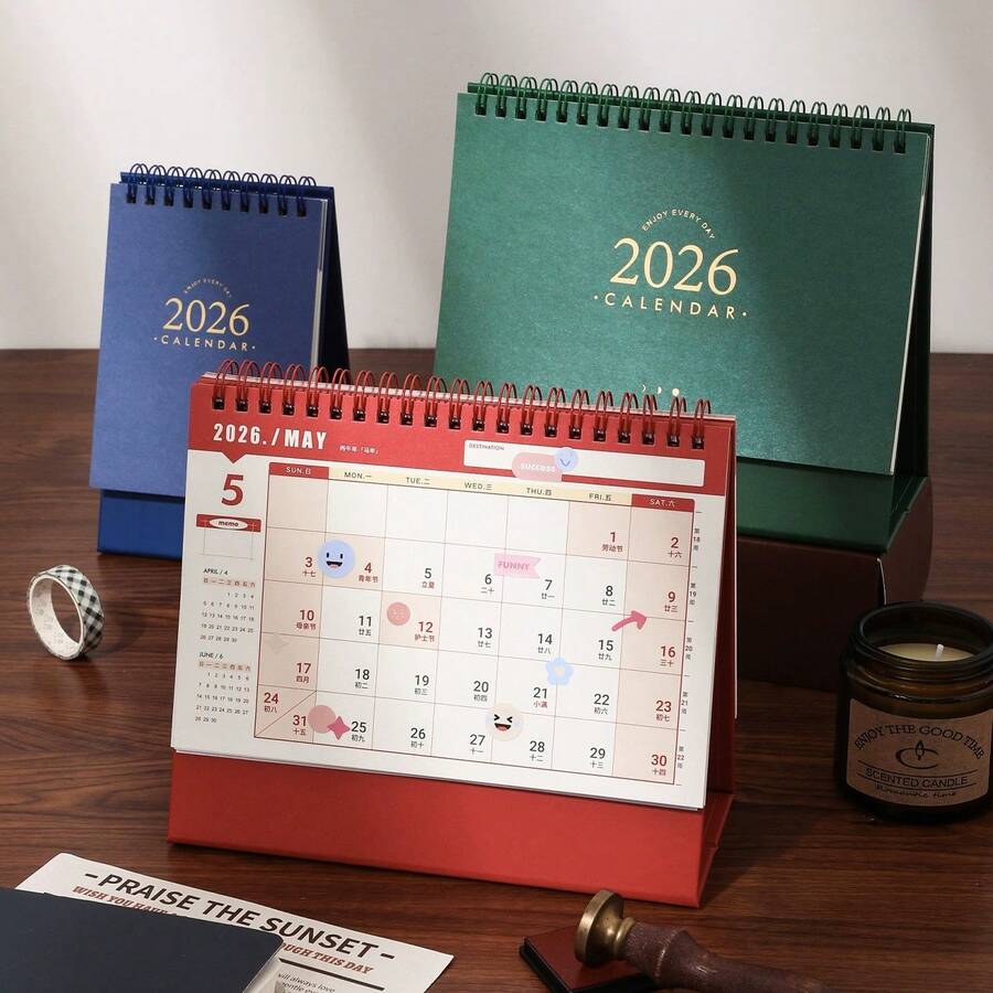 This 2026 Desktop Calendar Is A Simple And High-End Student Planner, Office Memo Calendar, And Also A Christmas Countdown Calendar. It Includes Month Tags, Daily Layouts, And Inspirational Quotes. The One-Way Page Flipping Design Makes It Suitable For Homes, Offices, And Various Office Environments. - Multicolor - View 1