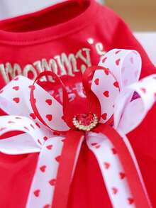 1 Piece Of Cat And Dog Universal Clothing, Embroidered Red Pet Fluffy Skirt In Princess Style, Suitable For Small Dogs To Wear As "Mom's Little Baby" - Red - View 7