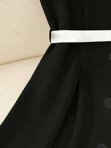 Vestido midi elegante y retro de mujer con cintura ajustada, cuello de solapa y botones, color albaricoque/negro, para uso diario y formal, primavera/verano - Multicolor 3 - Ver 3