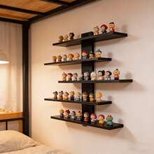 1pc Multi Layer Fiberboard Wall Mounted Storage Shelf Space Saving Multifunctional Display Rack For Office Home Decor For Statue Figurine Collectible Ornament Beautiful Practical Home Organization Wall Shelf Gift - Black - View 5