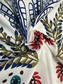 EMERY ROSE Camicia a maniche corte con colletto e stampa floreale, blusa da vacanza per donna - Multicolore - Visualizzare 4
