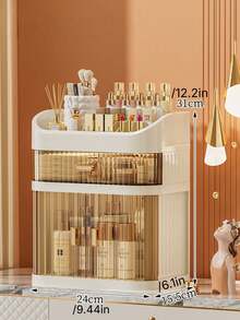 1 Set High-End Makeup Storage Box, Sliding Drawer Vanity Organizer, Multi-Layer Large Capacity Dust-Proof Makeup Case, Suitable For Bathroom, Vanity, Lipstick, Skincare, Makeup Brushes, Facial Cleanser, Face Mask Storage,Makeup Bag,Travel Essential - Multicolor - View 7