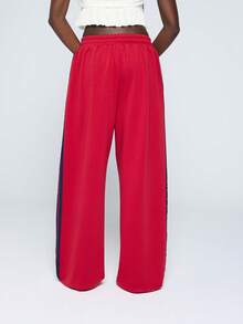 COUREZ Low Rise Oversized Side Stripe Joggers /Y2K Summer Clothes For Women Summer Outfits For Women Sweatpants Women Summer Bottoms Red - Red - View 3