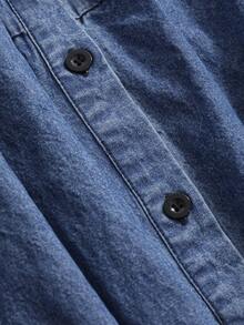 FRIFUL Women's Casual 3/4 Sleeve Raw Denim Shirt,Back To School Clothes - Blue - View 8