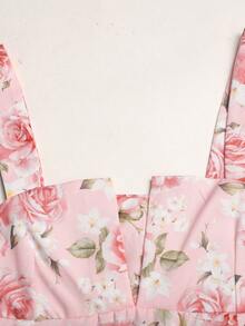 Tween Girls' Floral Print Sleeveless Maxi Dress, Pink, Spring/Summer - Pink - View 4