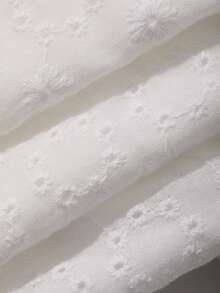 Livesso Blusa de algodón blanco con cuello cuadrado, mangas con volantes y lazo delantero para mujeres, primavera y verano - Blanco - Ver 7