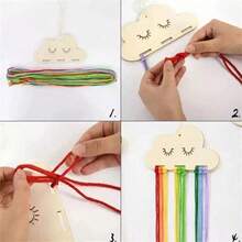 Cute Cloud Twisted Rope Hairpin Storage Rack - Home Decorative Simple Storage Hanging Frame For Hair Clips - Hanging Rope Storage - Multicolor - View 4