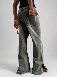 PAVTROS Quần jean denim nam dáng rộng, thời trang retro, có túi, đa năng cho mùa hè. - xanh quân đội - Xem 2