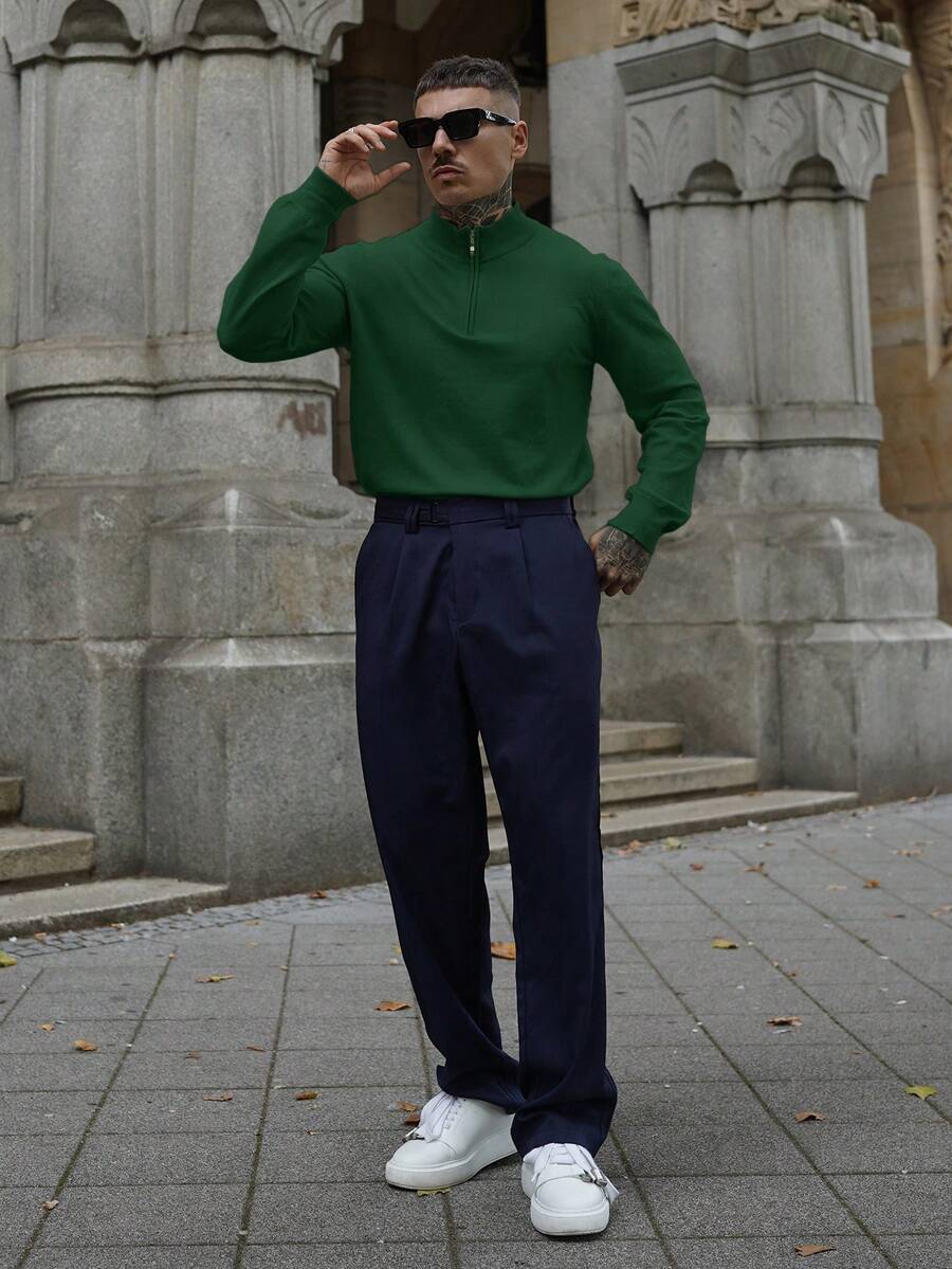 Artur Kramer 经典男士百搭高领毛衣 - 墨綠色 - 查看 1