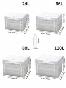 Transparent PVC Storage Box, Large Waterproof Steel Frame Household Clothing And Bedding Storage Box, Foldable Wardrobe Storage Box, Bedroom Storage Box - White - View 13