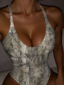 Rovax Body de mujer talla grande con estampado de camuflaje - Multicolor - Ver 1