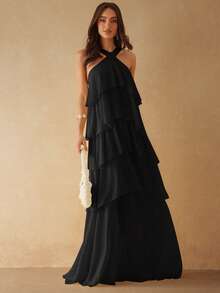 Silquee Women's Solid Color Backless Sleeveless Dress,Dresses For Women Summer - Black - View 6