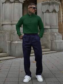 Artur Kramer 经典男士百搭高领毛衣 - 墨綠色 - 查看 6