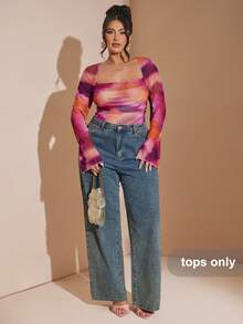 SHEIN BAE 度假性感修身扎染印花连体衣 - 彩色 - 查看 5