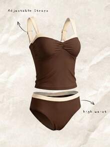 Swim Chiccia Multi-Color Fabric White Wide Strap Design, Elegant Sexy Women's Camisole Bikini Set - Multicolor - View 7