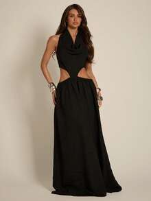 SHEIN BAE Đầm hở lưng gợi cảm dành cho nữ mùa hè - màu đen - Xem 7