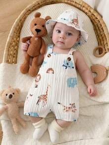 SHEIN 婴儿舒适可爱卡通印花背带裤 - 彩色 - 查看 8