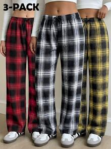Pantalones a cuadros casuales y versátiles para uso diario de niñas adolescentes - Multicolor - Ver 3