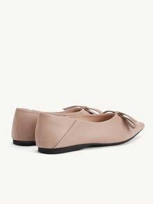 CUCCOO CHICEST 尖头，低鞋面蝴蝶结，平底，舒适百搭，时尚软底，优雅仙女鞋，杏色芭蕾舞女鞋 - 杏色 - 查看 12