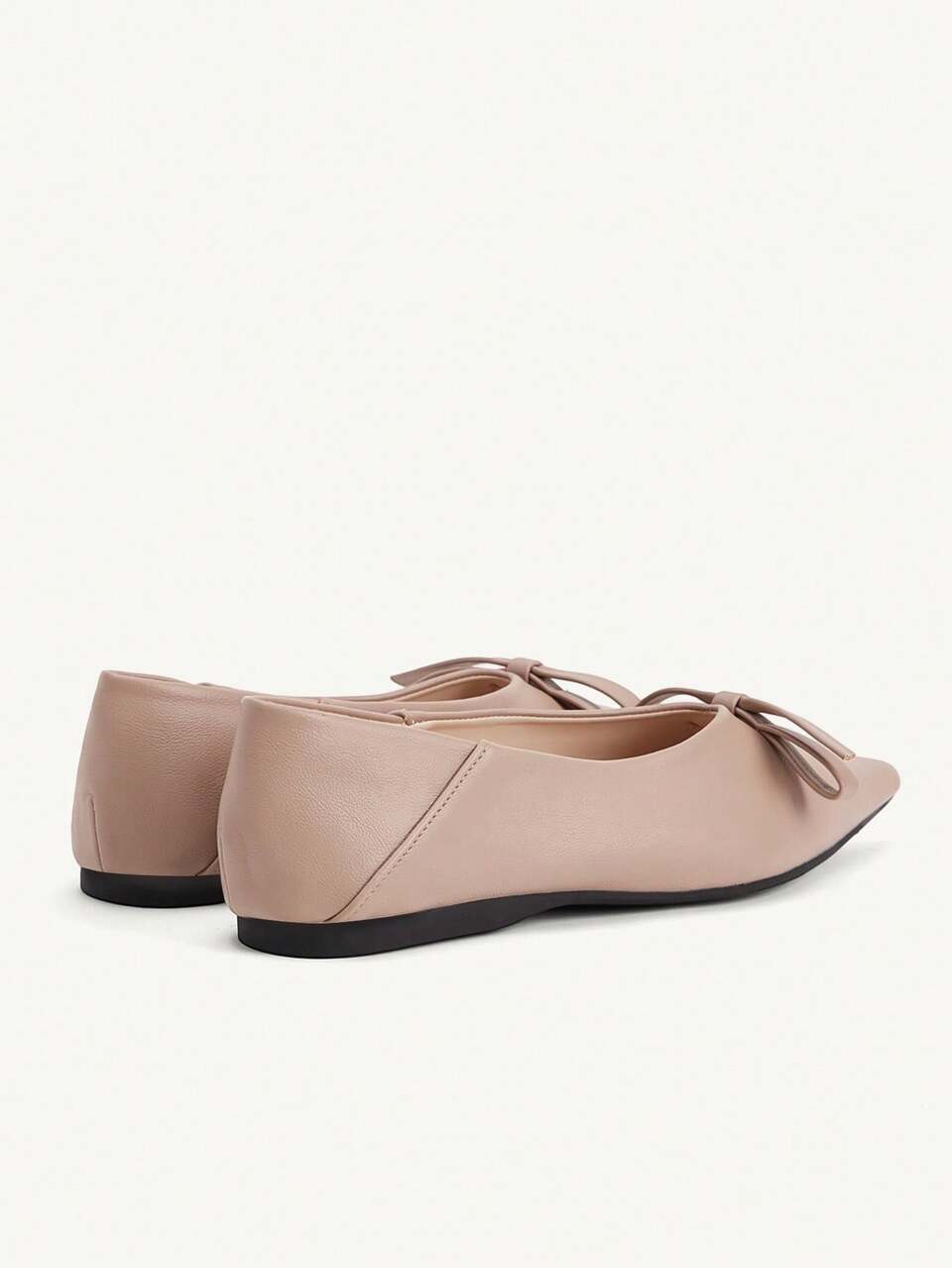 CUCCOO CHICEST Pointed Toe, Low Vamp Bow, Flat Bottom, Comfortable And Versatile, Fashionable Soft Sole, Elegant Fairy Shoes, Apricot Ballet Women's Shoes
