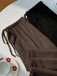 Sweetra Y2K Casual Vacation Versatile Collegiate Textured Wide Leg Pants - Multicolor - View 5