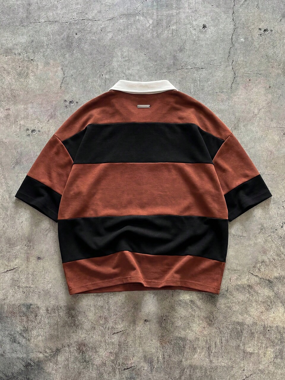 SUMWON Striped Rugby Style Polo Shirt Short Sleeve Collared Button Front Casual Autumn Fall Spring Color Block Design, Polos , Oversized Polo, Retro Outfit
