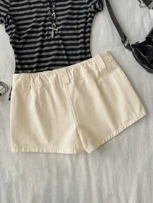 Attitoon Women's Casual Retro Ultra Low-Waist Cargo Mini Shorts, Suitable For Y2K - Khaki - View 3