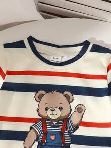 Bộ quần áo mùa hè 2 món cho bé trai sơ sinh và trẻ nhỏ, họa tiết gấu sọc, tay ngắn và quần short, rộng rãi và thoải mái, phù hợp cho các hoạt động hàng ngày, trường học, họp mặt gia đình và vui chơi ngoài trời. (Từ khóa: Bộ quần áo bé trai, Bộ đồ mùa hè cho bé trai, Bộ đồ bé trai, Bộ quần áo thường ngày cho bé, Bộ đồ mùa hè cho bé trai, Quần áo bé trai, Bộ đồ cho bé trai tập đi) - Nhiều màu - Xem 7