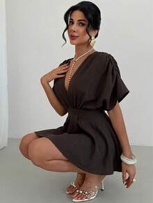 Firerie Minissaia assimétrica feminina casual e elegante / Vestido para o Dia dos Namorados / Vestido de aniversário / Vestido para férias na praia / Vestido para festival de música / Vestido de festa / Vestido bonito / Vestido de verão / Vestidos de festa elegantes / Vestidos de praia / Vestido para convidada de casamento / Vestido de férias / Vestido branco - Castanho - Ver 7