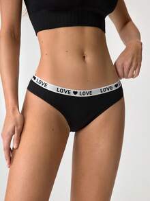 Loungeista 5pcs/Pack Multicolor 100% Cotton Fashion Seamless Low Waist Letter Trim Women Briefs - Multicolor - View 5