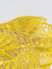 Soleia Áo corset ren hai lớp ôm sát, gợi cảm, phong cách tiên phong, hở vai, dành cho giới trẻ châu Âu và Mỹ, kết hợp với áo định hình INS màu trắng thêu rỗng, trang phục dự tiệc đêm cho phụ nữ. - Màu vàng - Xem 7
