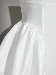 SHEIN ICON 大码女士缎面蝴蝶结系带露背连衣裙 - 白色 - 查看 7