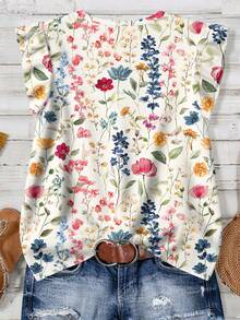 Floral Print Casual Loose Fit Shirt, Suitable For Summer - Multicolor - View 2