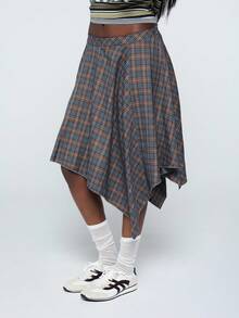 COUREZ Low Rise Asymmetric Check Skirt /Y2K Summer Clothes For Women Summer Outfits For Women Summer Skirts Festival Outfits Concert Outfits Spring Skirts Spring Outfits For Women - Multicolor - View 7